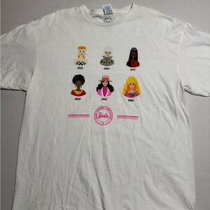 Barbie Decades Character Print 1950s-1990s, White Tee, XL‎ #1023